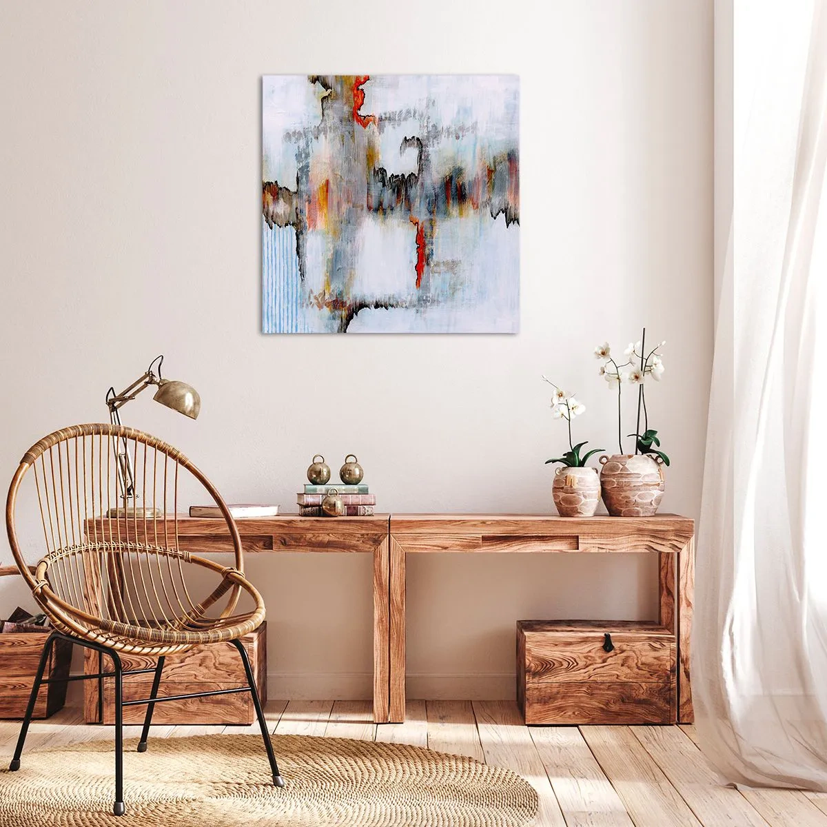 Bild auf Leinwand - Leinwandbild - Ein Stock auf dem Wasser - 70x70 cm