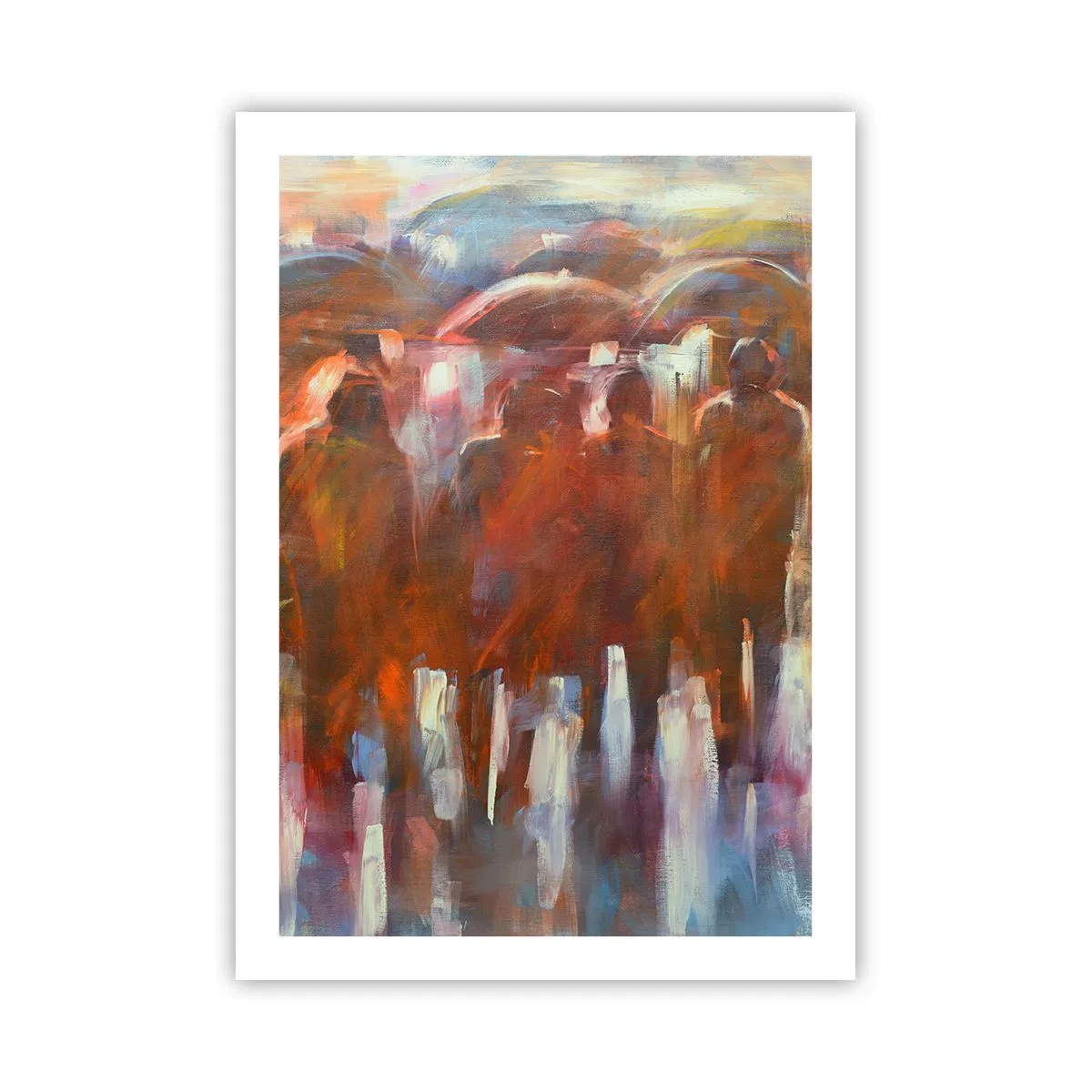 Poster - Abstrakte Figuren in warmen Farbtönen - 50x70cm - Auch bei Regen und Nebel - Moderne Wanddekoration für Wohnzimmer und Schlafzimmer ARTTOR