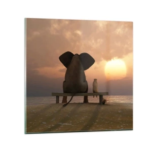 Glasbild - Bild auf glas - Es tut gut zusammen zu schweigen - 40x40 cm