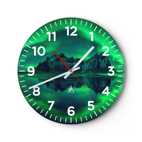 Wanduhr - Glasuhr - In den Armen der Aurora - 40x40 cm