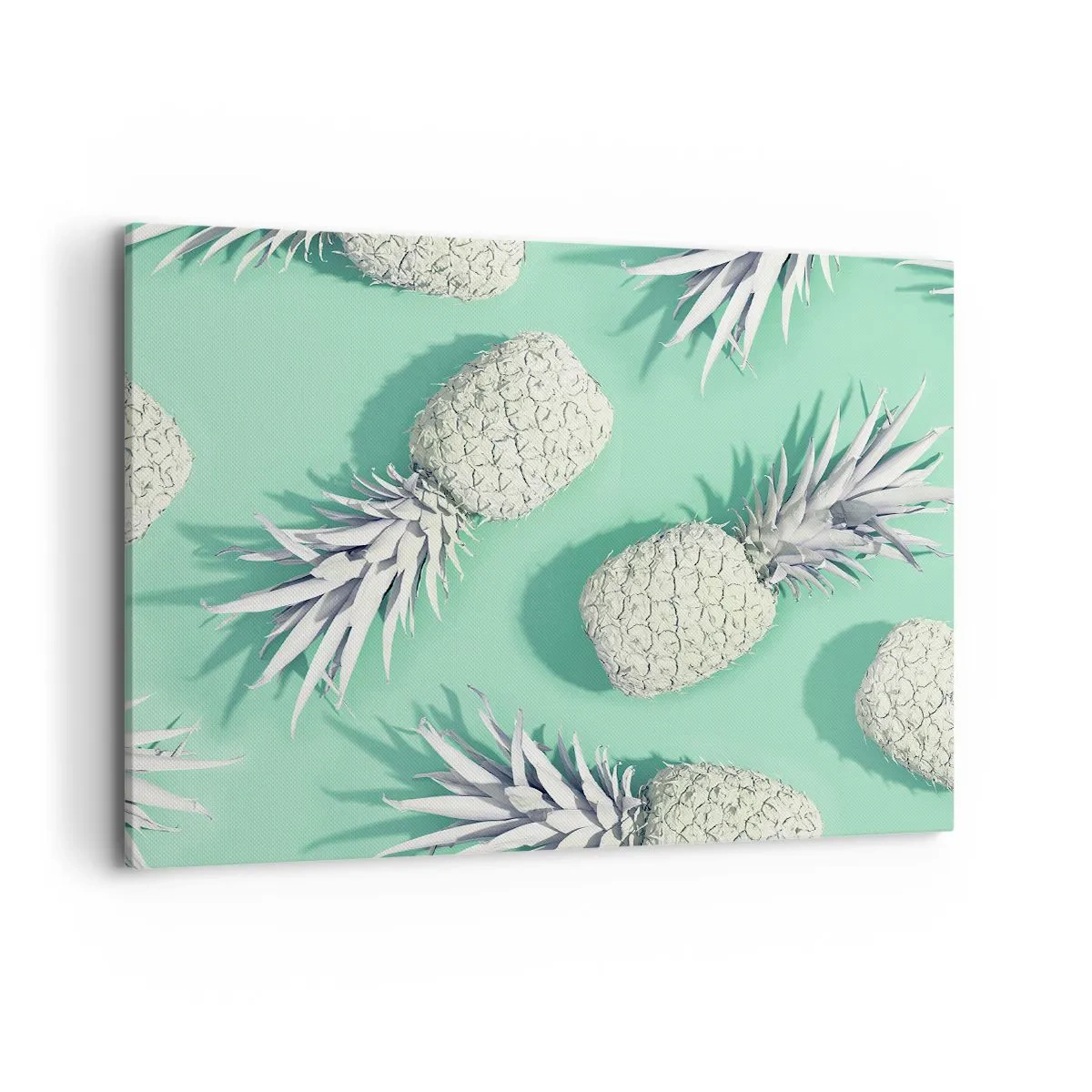Bild auf Leinwand - Leinwandbild - Weiße Ananas auf pastellfarbenem Hintergrund im minimalistischen Stil - 100x70cm - Das passt gut zu Minze - Moderne Wanddekoration für Wohnzimmer und Schlafzimmer ARTTOR