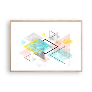 Poster in einem Rahmen aus heller Eiche - Geometrisches Spiel - 100x70 cm