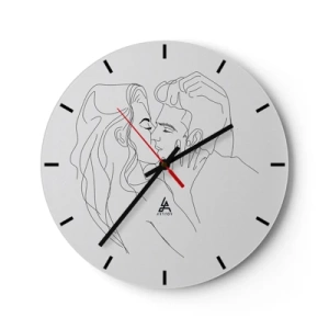 Wanduhr - Glasuhr - Eine minimalistische Zeichnung eines verliebten Paares - 30x30cm - Dieselbe Linie - Moderne Wanddekoration für Wohnzimmer, Küche und Schlafzimmer ARTTOR