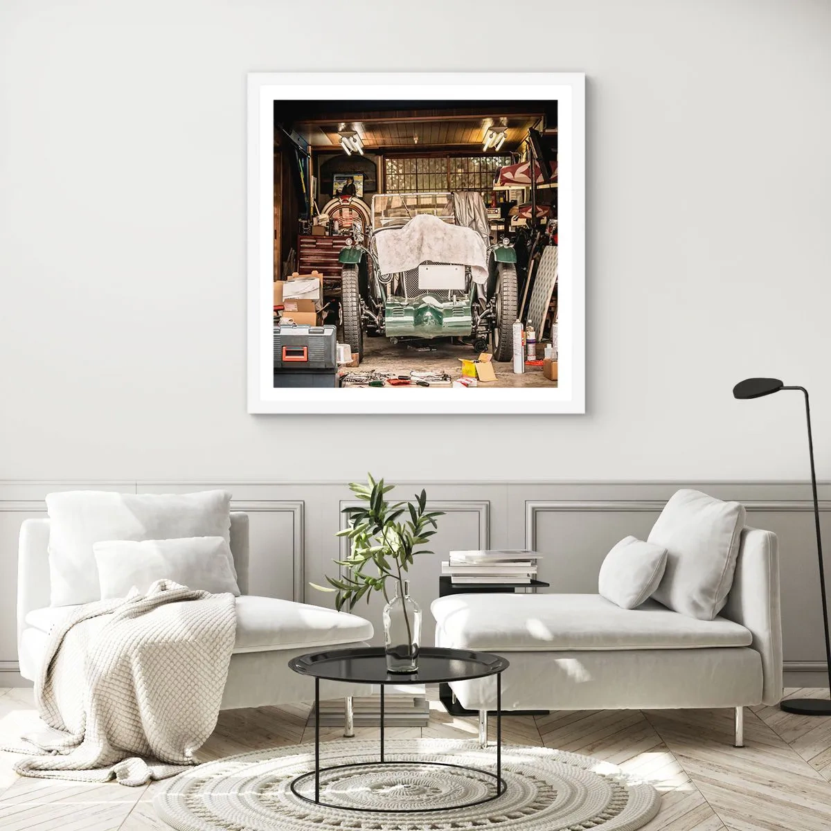 Poster in einem weißen Rahmen - Zurück in die Vergangenheit - 40x40 cm