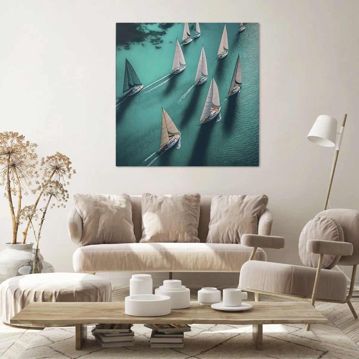 Bild auf Leinwand - Leinwandbild - Im Wettbewerb mit dem Wind - 70x70 cm