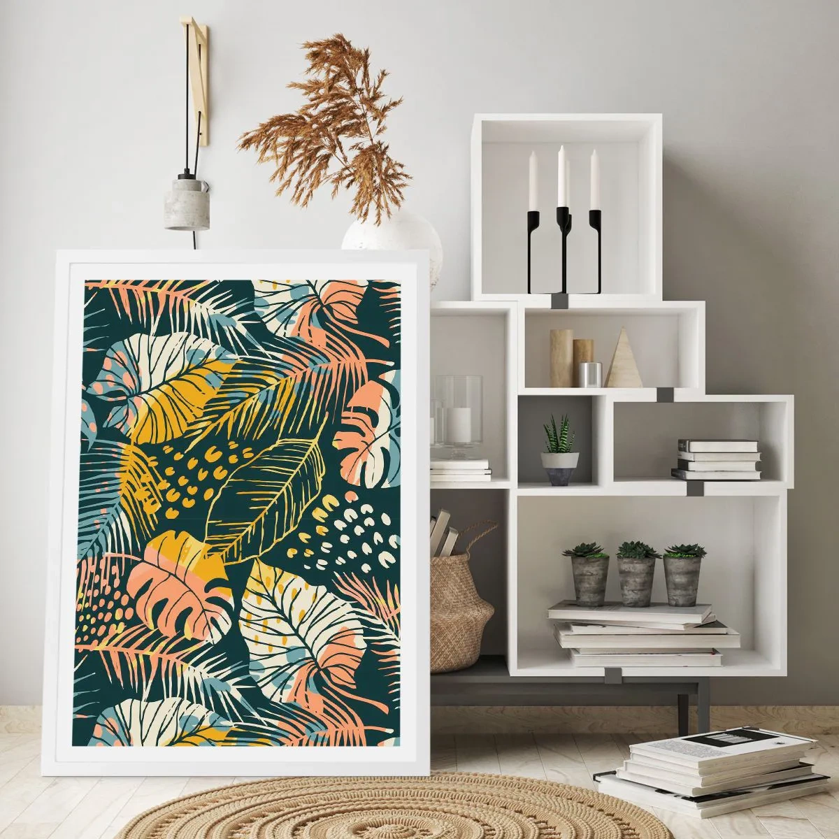 Poster in einem weißen Rahmen - Grüne Fantasie - 30x40 cm