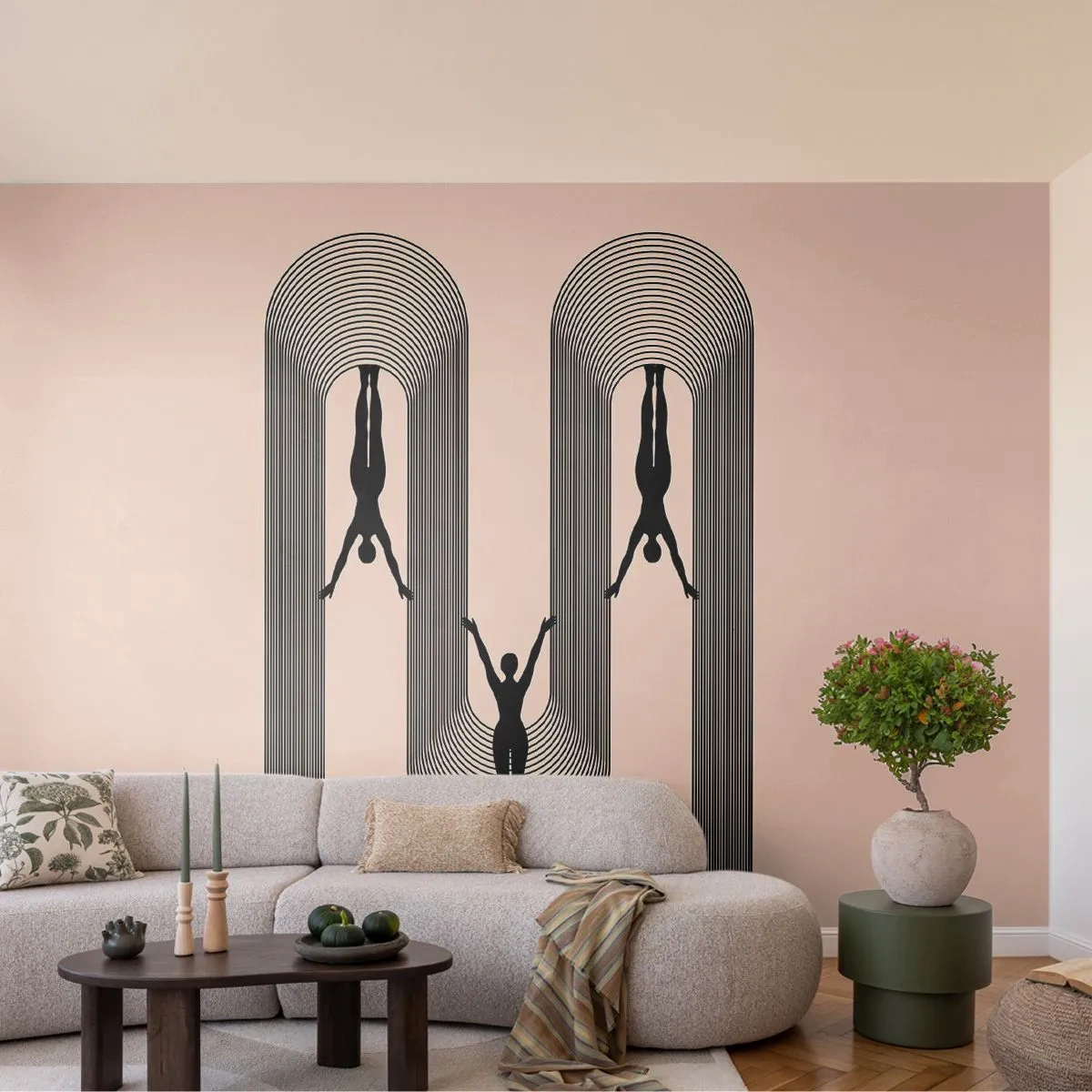 Selbstklebende Fototapete Deluxe Sticker - Verkehrt herum - Surrealismus, Körper, Yoga - 100x70 cm