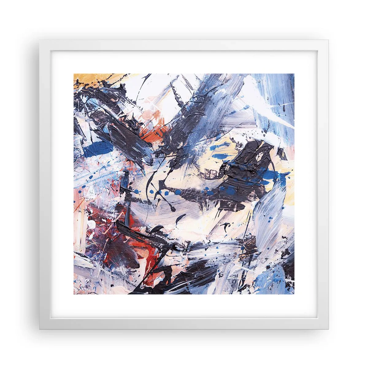Poster in einem weißen Rahmen - Verrückter Tanz der Abstraktion - 40x40 cm
