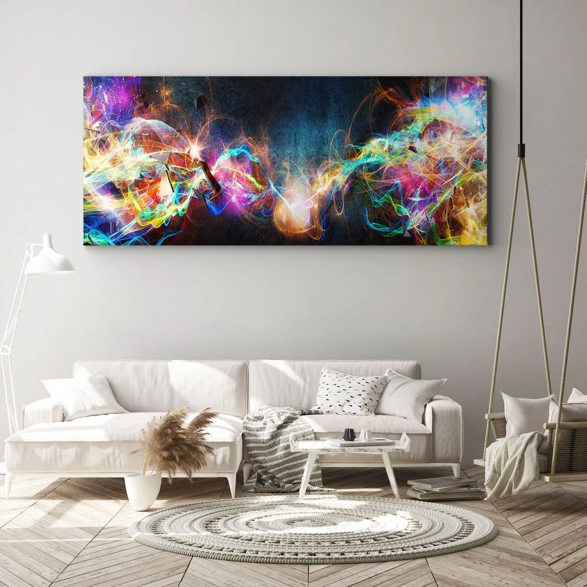 Bild auf Leinwand - Leinwandbild - Freudig gegen die Dunkelheit - 100x40 cm