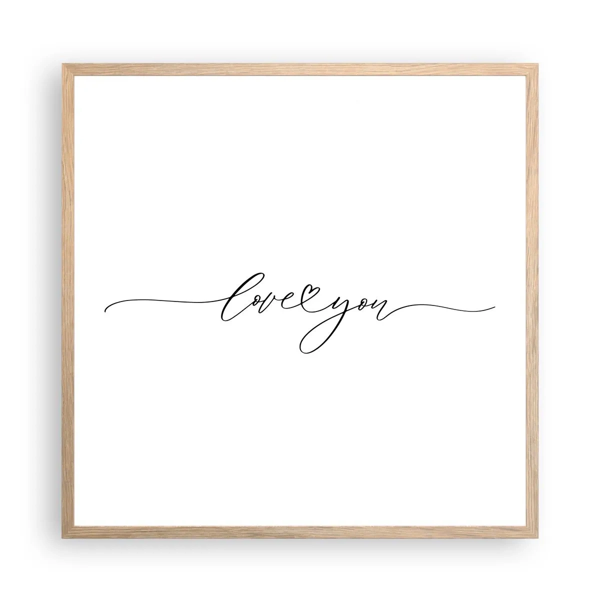 Poster in einem Rahmen aus heller Eiche - Schwarz auf weiß - 60x60 cm