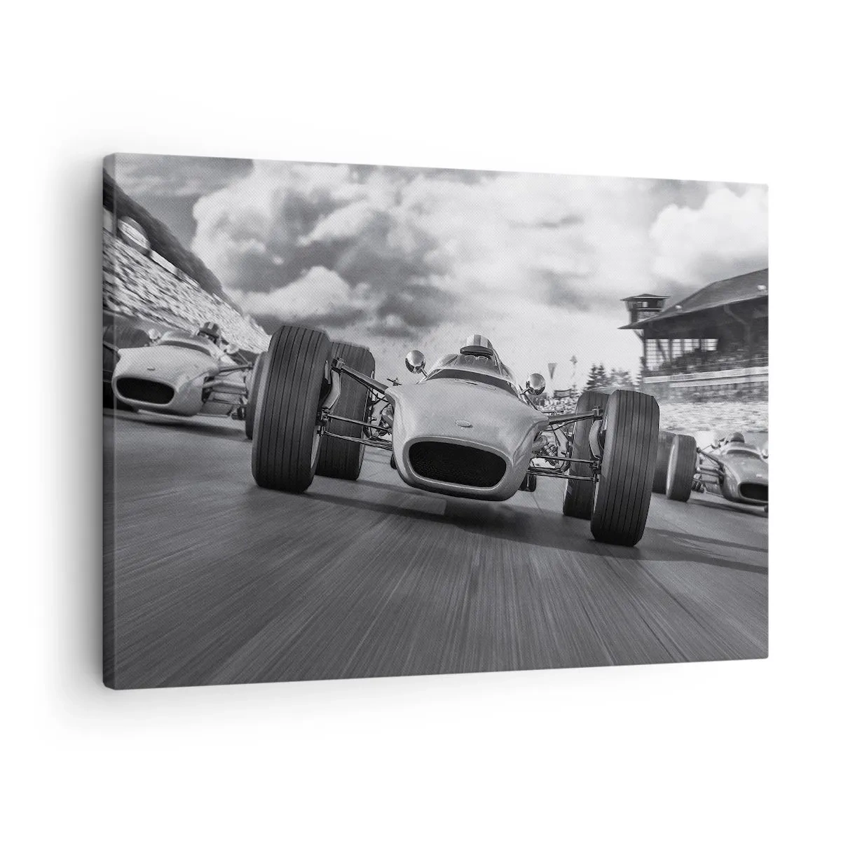 Bild auf Leinwand - Leinwandbild - Oldtimerrennen in Bewegung - 70x50cm - Power ist da! - Moderne Wanddekoration für Wohnzimmer und Schlafzimmer ARTTOR