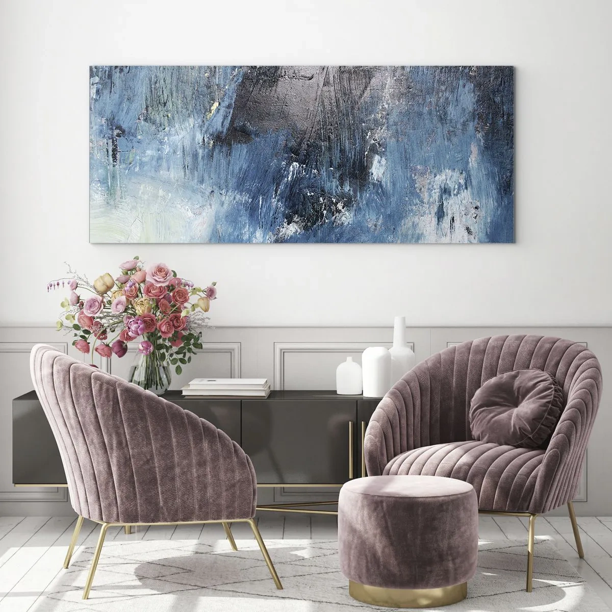 Glasbild - Bild auf glas - Rhapsodie in Blau - 100x40 cm