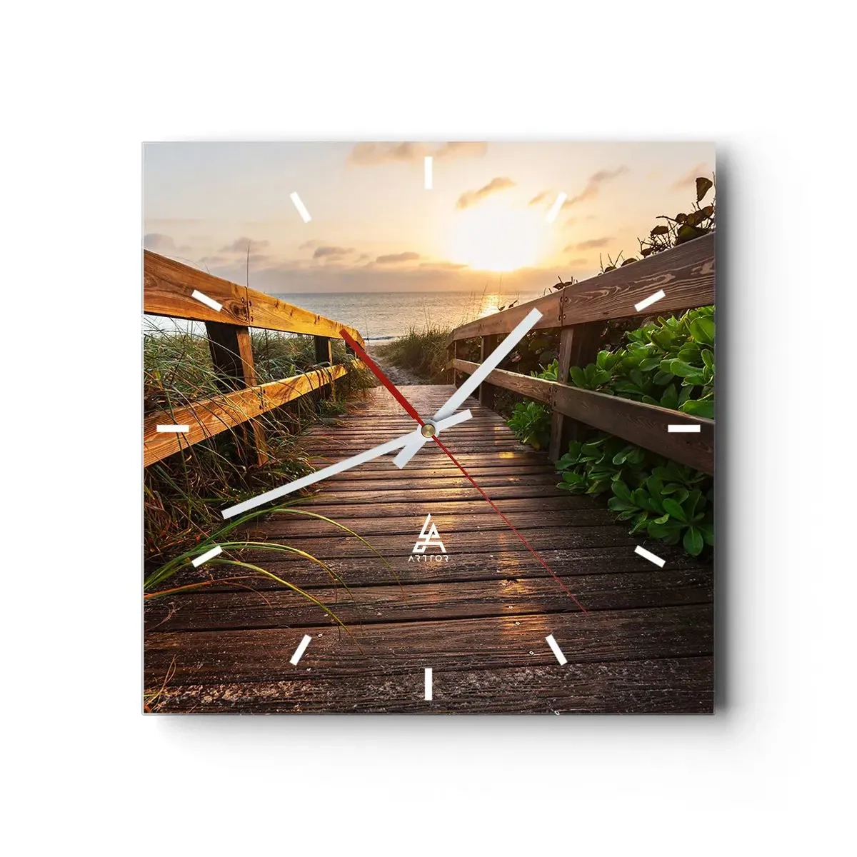 Wanduhr - Glasuhr - Und direkt ans Ufer - 40x40 cm