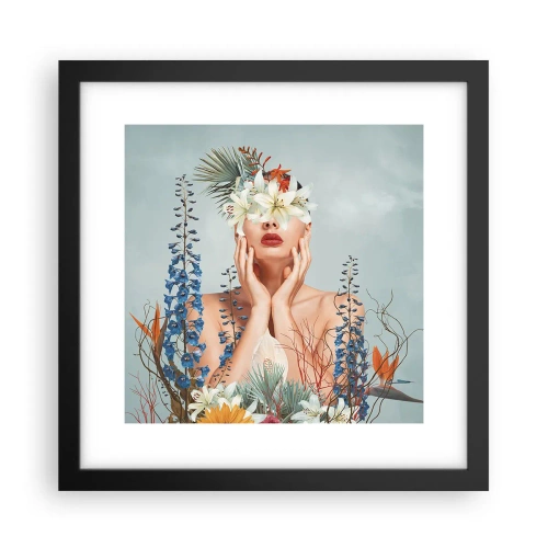 Poster in einem schwarzem Rahmen - Frau - Blume - 30x30 cm