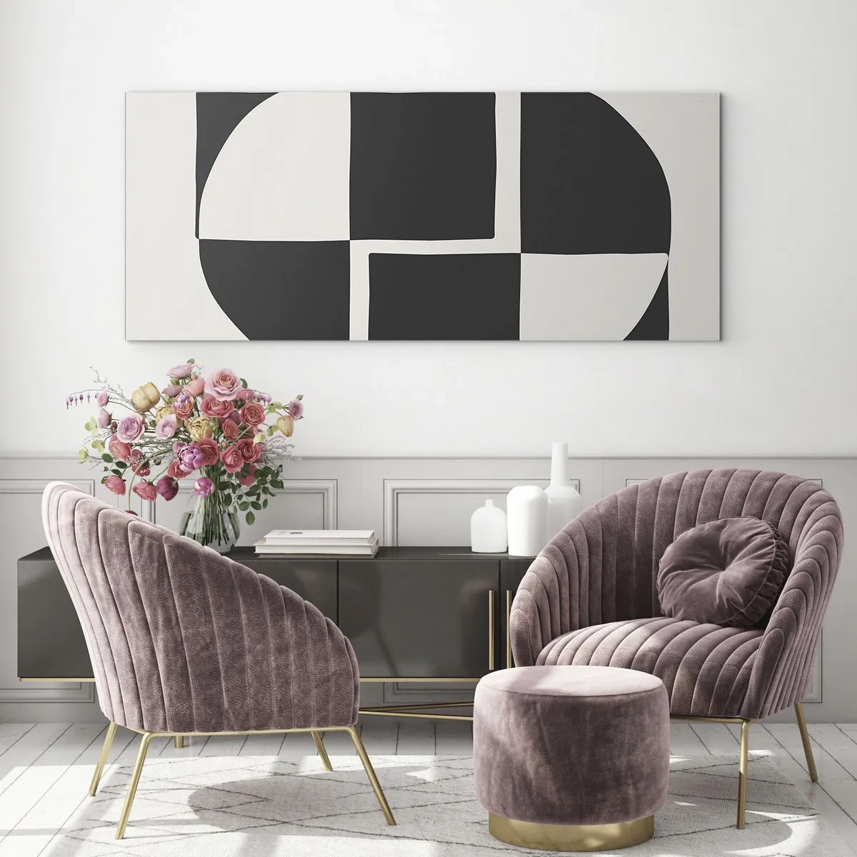 Glasbild - Bild auf glas - Antithese - Synthese - 90x30 cm