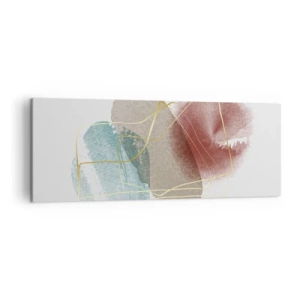 Bild auf Leinwand - Leinwandbild - Abstrakte Formen mit zarten Farben und goldenen Linien - 140x50cm - Korallen des Weltraums - Moderne Wanddekoration für Wohnzimmer und Schlafzimmer ARTTOR