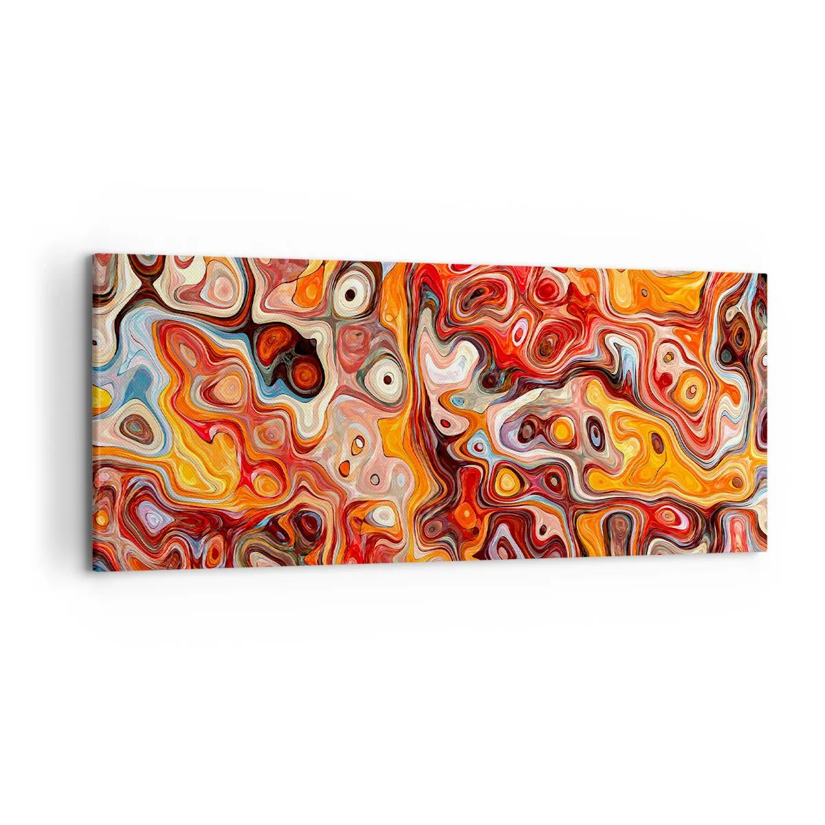 Bild auf Leinwand - Leinwandbild - Eine abstrakte Komposition in warmen Rot-, Orange- und Gelbtönen. - 120x50cm - Wenn die Nüsse in Honig geschmolzen sind - Moderne Wanddekoration für Wohnzimmer und Schlafzimmer ARTTOR
