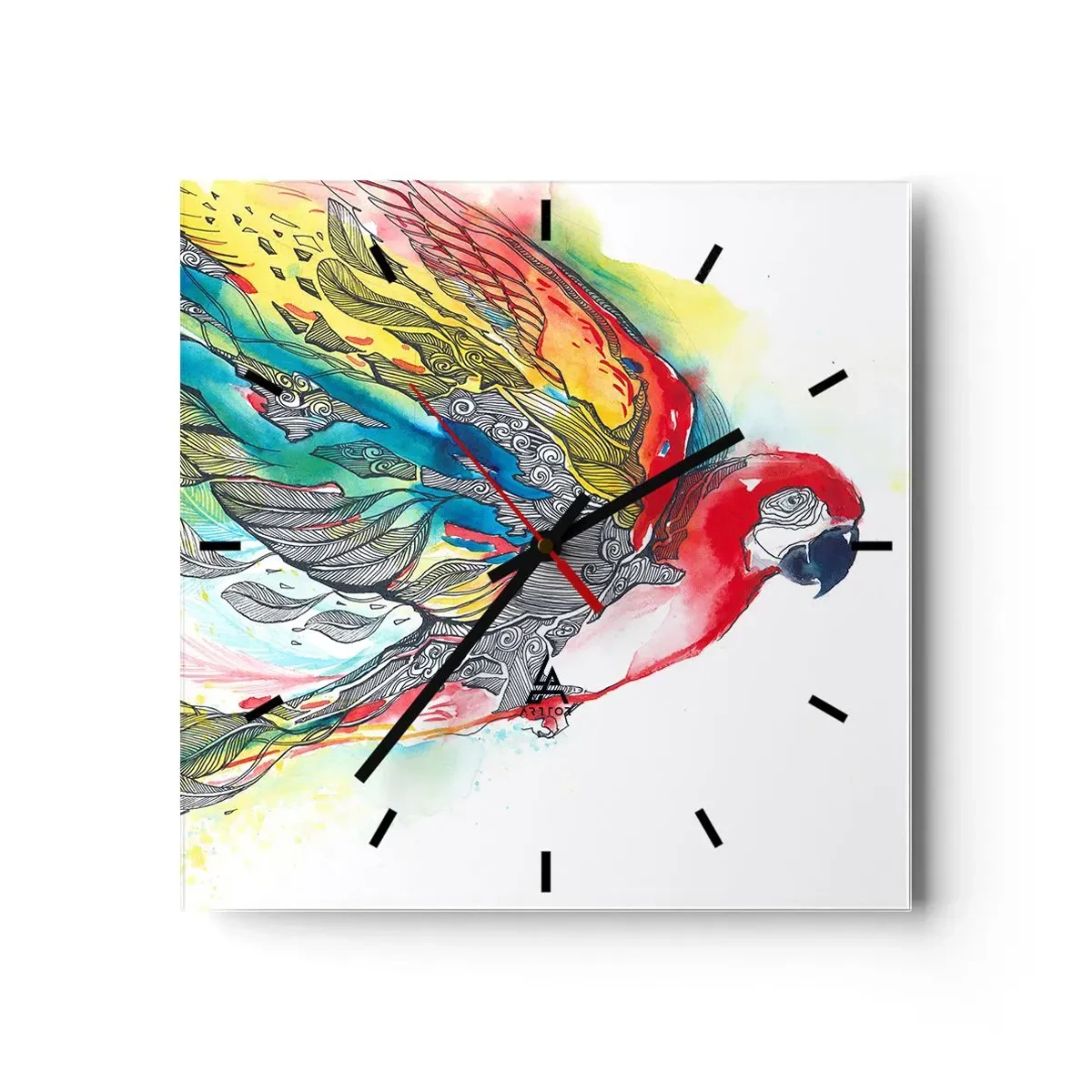 Wanduhr - Glasuhr - Leben Sie bunt - 40x40 cm