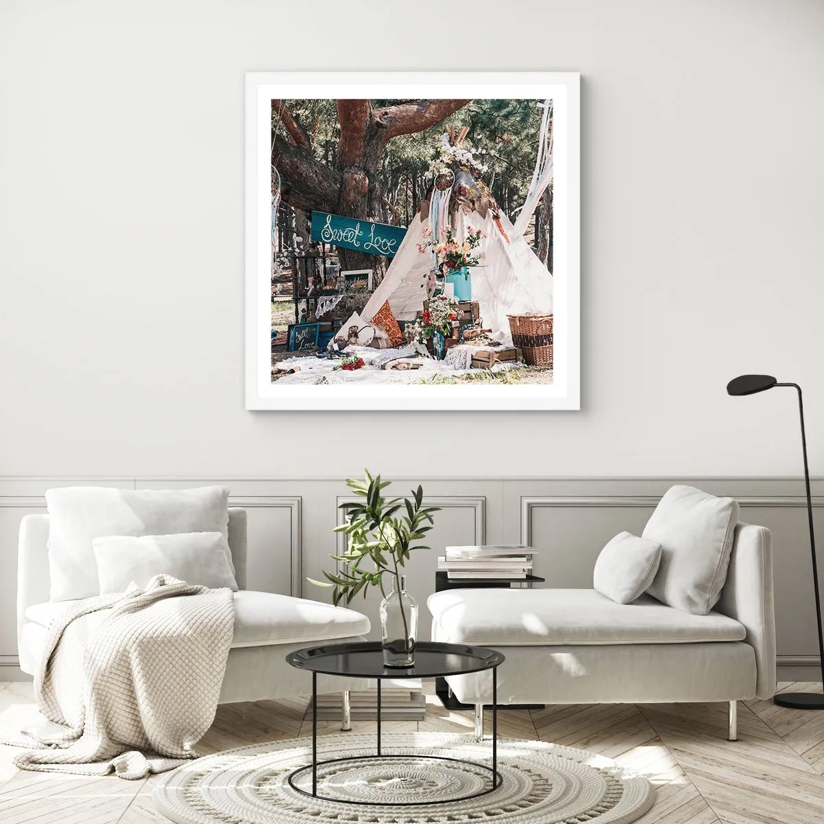 Poster in einem weißen Rahmen - Liebe machen ... - 50x50 cm