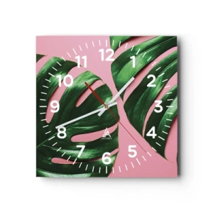 Wanduhr - Glasuhr - Rendezvous im Grünen - 40x40 cm