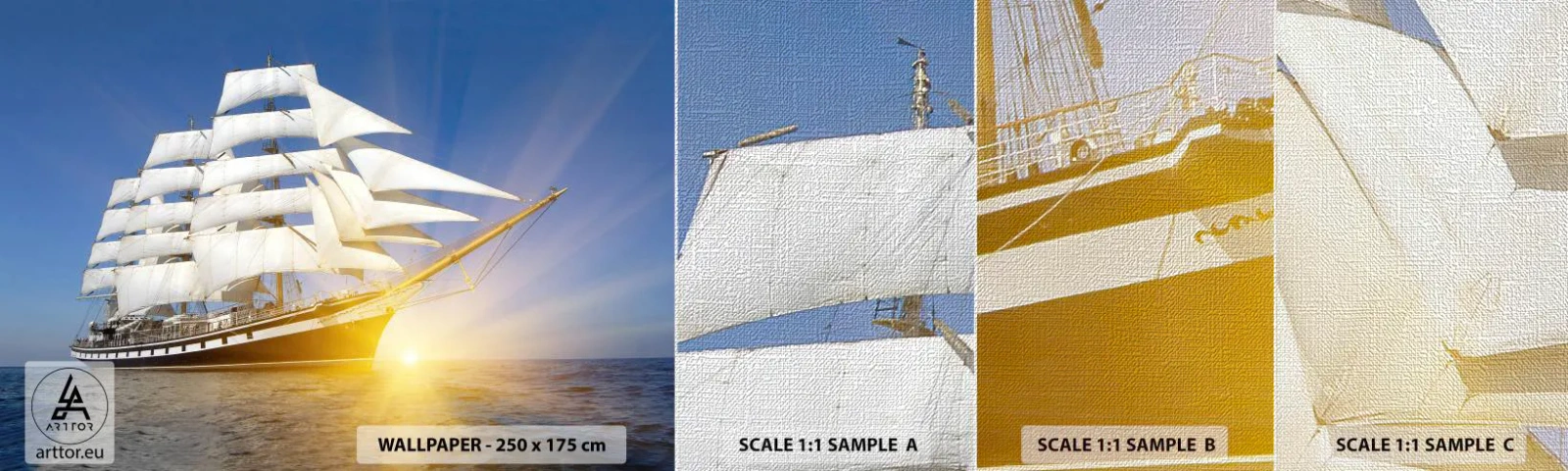 Fototapeten Muster Premium Canvas - Ihre Zeit wird nie vergehen - Meer, Segelschiff, Schiff - 100x30 cm