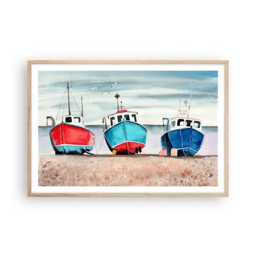 Poster in einem Rahmen aus heller Eiche - Bereit zum Fang - 91x61 cm