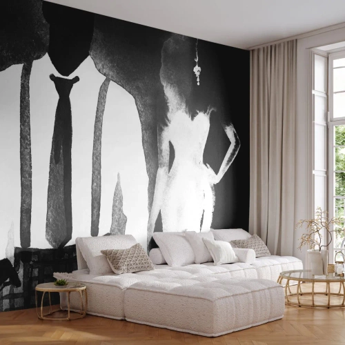 Fototapete Premium Canvas - In Noir-Atmosphäre - Abstraktion, Frau und Mann, Mode - 400x280 cm