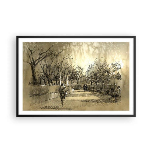 Poster in einem schwarzem Rahmen - Ein Moment mit einer Feder angehalten - 91x61 cm