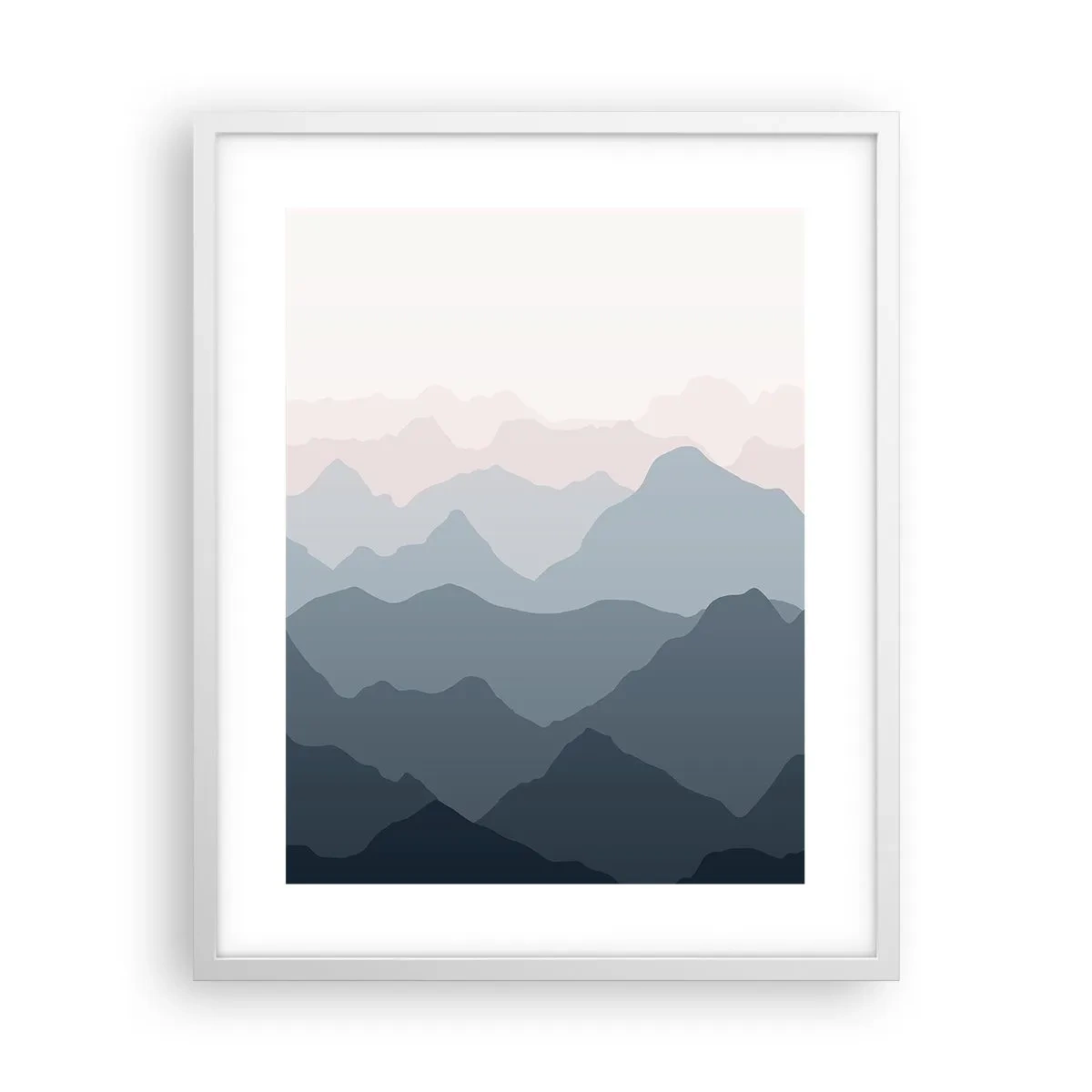 Poster in einem weißen Rahmen - Wellen der Berge - 40x50 cm