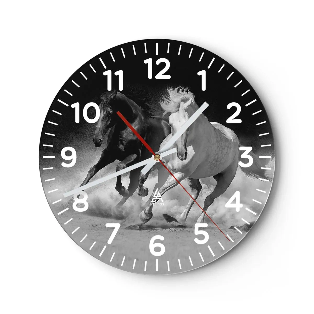 Wanduhr - Glasuhr - Galopp der Freiheit - 30x30 cm