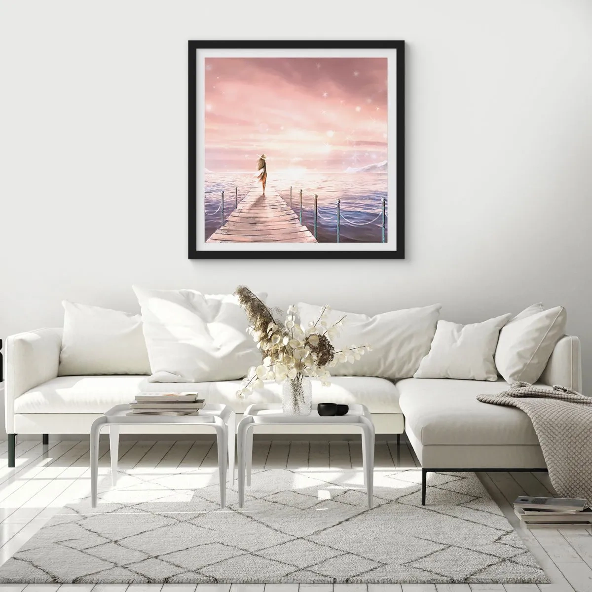 Poster in einem schwarzem Rahmen - Im Licht eines Traums - 50x50 cm