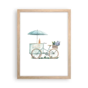 Poster in einem Rahmen aus heller Eiche - Süße Erinnerung an den Sommer - 30x40 cm