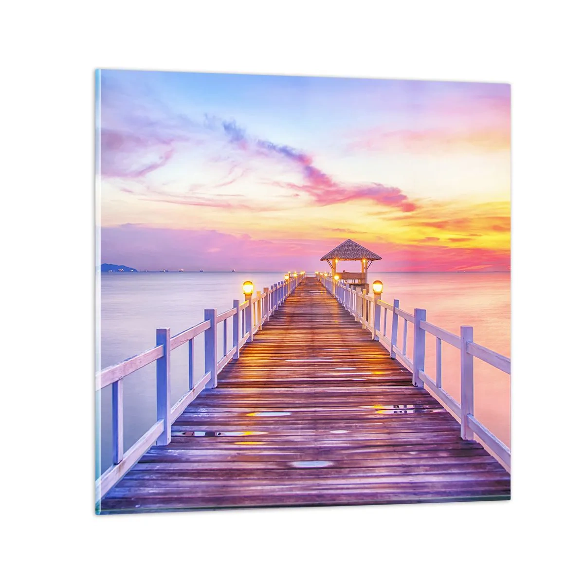 Glasbild - Bild auf glas - Die lila-goldene Stille des Abends - 70x70 cm