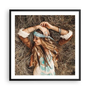 Poster in einem schwarzem Rahmen - Auf dem Weg in den Sommer der Liebe - 60x60 cm