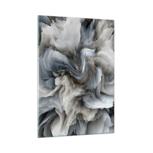 Glasbild - Bild auf glas - Eine abstrakte Komposition, die wirbelnden Federn ähnelt - 50x70cm - Stein und Blume - Moderne Wanddekoration für Wohnzimmer und Schlafzimmer ARTTOR