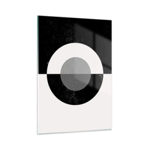 Glasbild - Bild auf glas - Geometrisches Muster aus schwarz-weißer Symmetrie - 50x70cm - Harmonie in Schwarz und Weiß - Moderne Wanddekoration für Wohnzimmer und Schlafzimmer ARTTOR