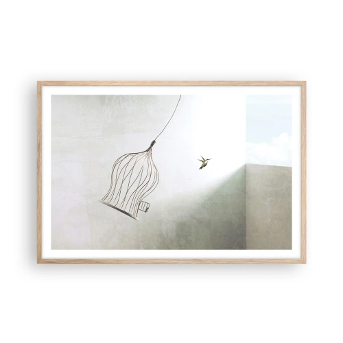 Poster in einem Rahmen aus heller Eiche - In seinem Element - 91x61 cm