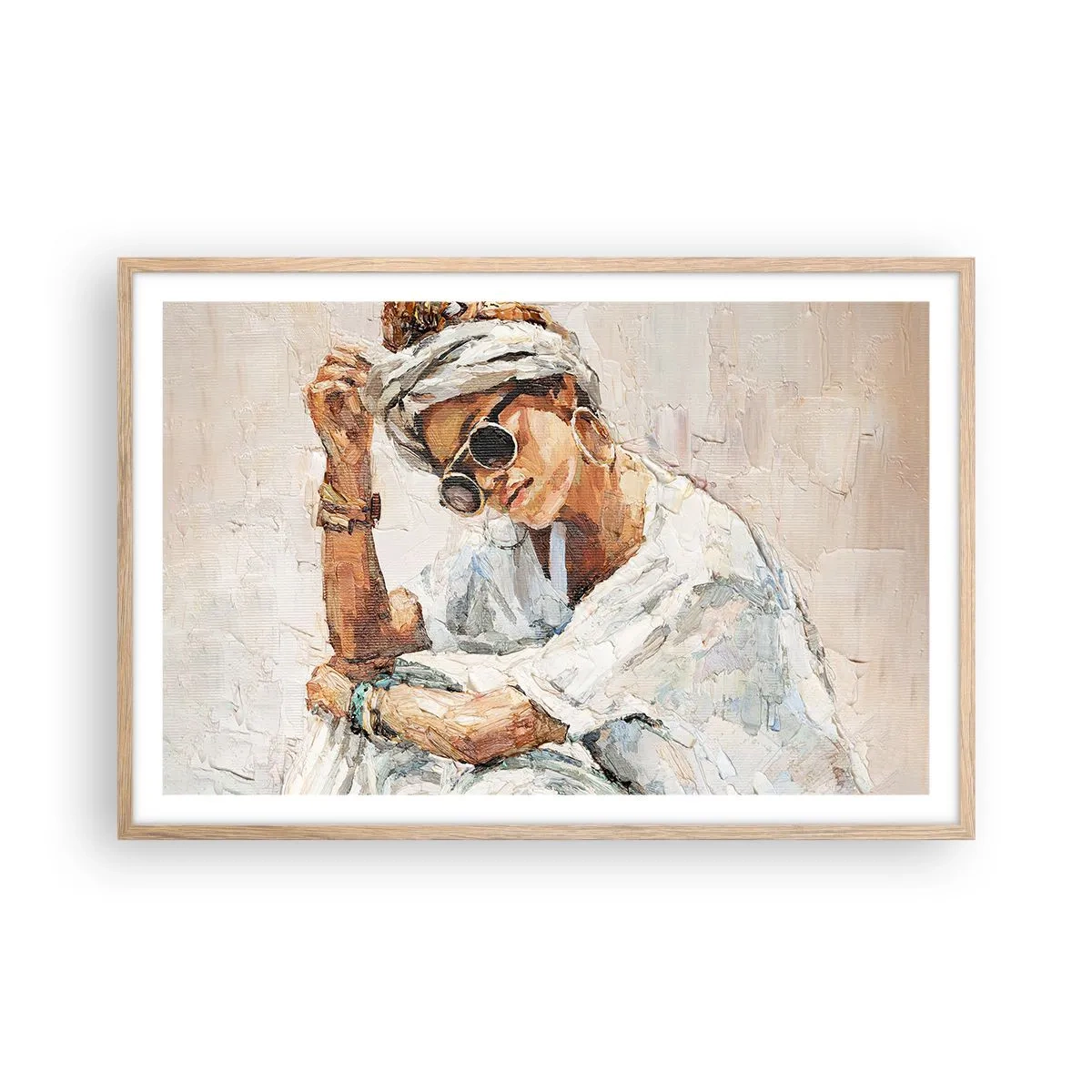 Poster in einem Rahmen aus heller Eiche - Porträt in voller Sonne - 91x61 cm