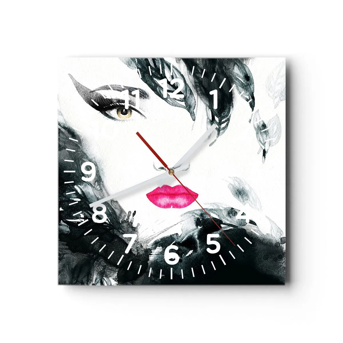 Wanduhr - Glasuhr - Beachtung! Femme fatale - 30x30 cm