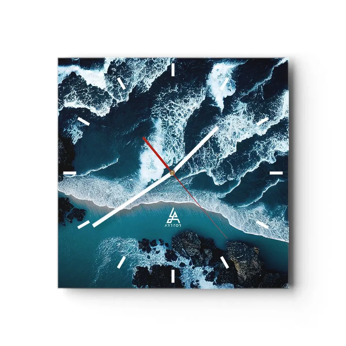 Wanduhr - Glasuhr - In Wellen gehüllt - 40x40 cm