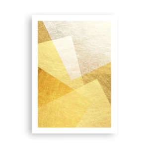 Poster - Goldene geometrische Abstraktion mit metallischem Effekt - 50x70cm - Geometriewetter - Moderne Wanddekoration für Wohnzimmer und Schlafzimmer ARTTOR