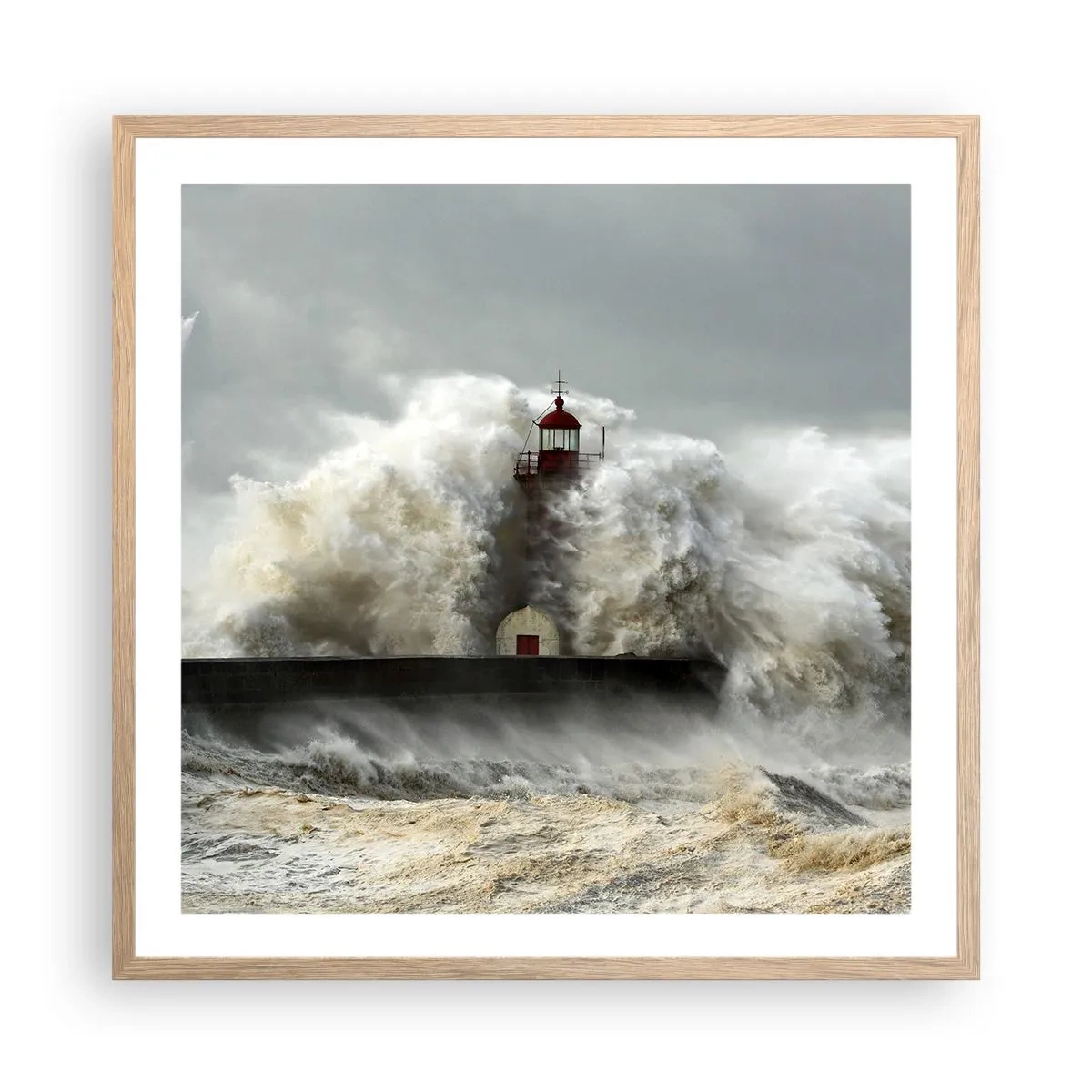 Poster in einem Rahmen aus heller Eiche - Die Wut des Ozeans - 60x60 cm