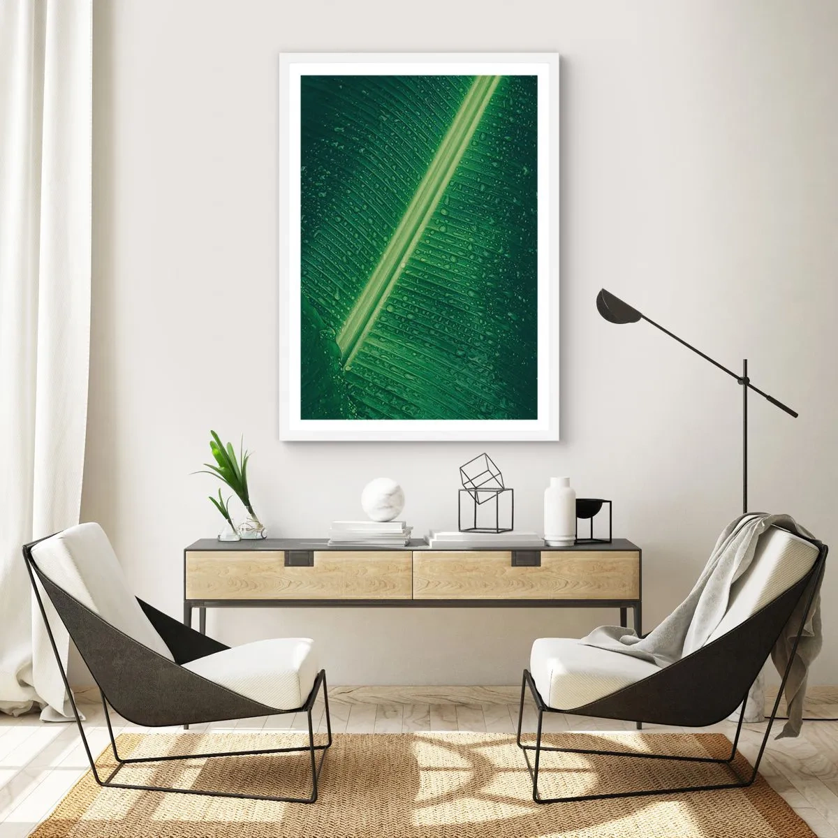 Poster in einem weißen Rahmen - Die Struktur des Grüns - 30x40 cm