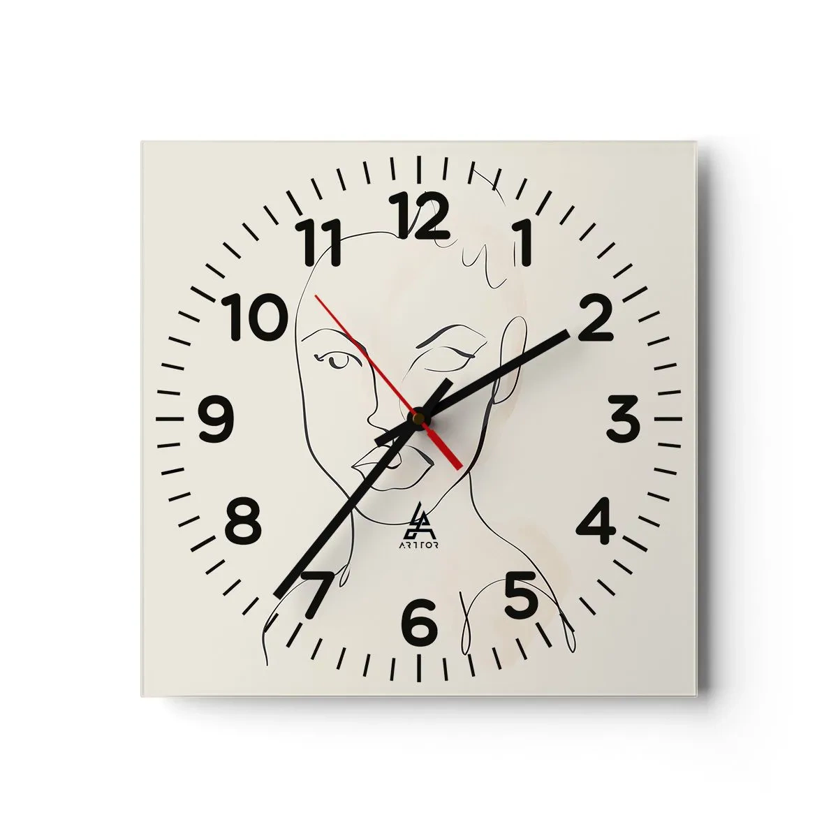 Wanduhr - Glasuhr - Umriss der Sinnlichkeit - 40x40 cm