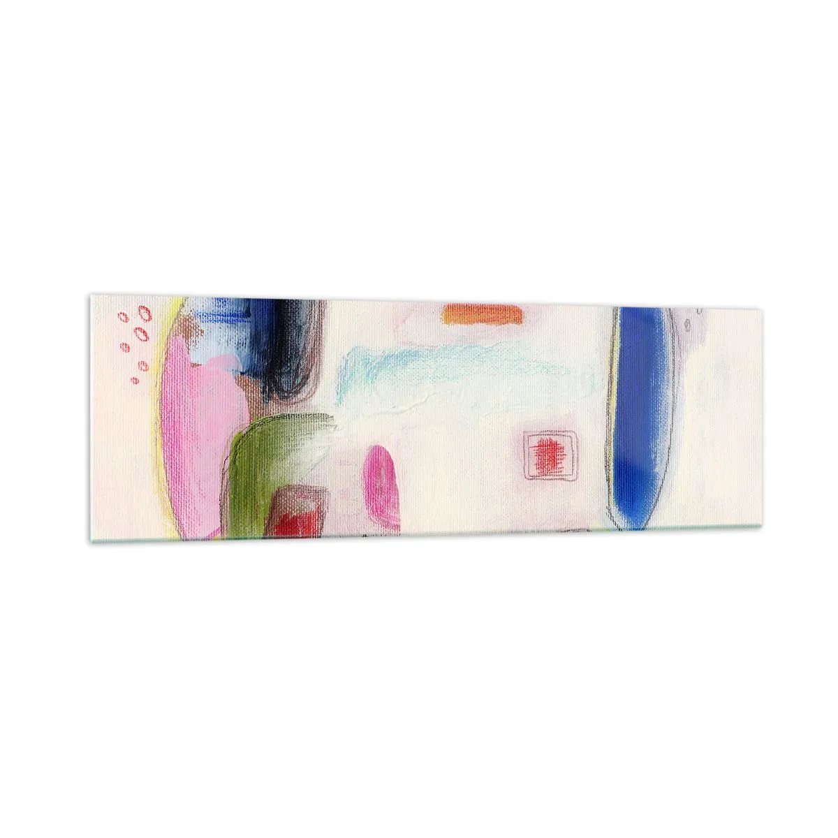 Glasbild - Bild auf glas - Bunte abstrakte Formen auf hellem Hintergrund - 160x50cm - Eher konvex als konkav oder flach - Moderne Wanddekoration für Wohnzimmer und Schlafzimmer ARTTOR
