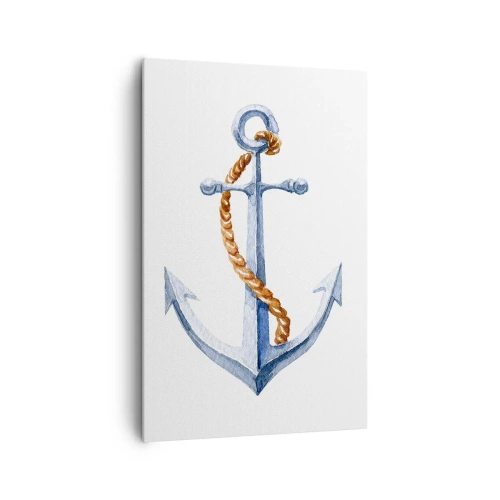 Bild auf Leinwand - Leinwandbild - Anker mit Seil im Aquarellstil - 80x120cm - Ahoi Abenteuer! - Moderne Wanddekoration für Wohnzimmer und Schlafzimmer ARTTOR