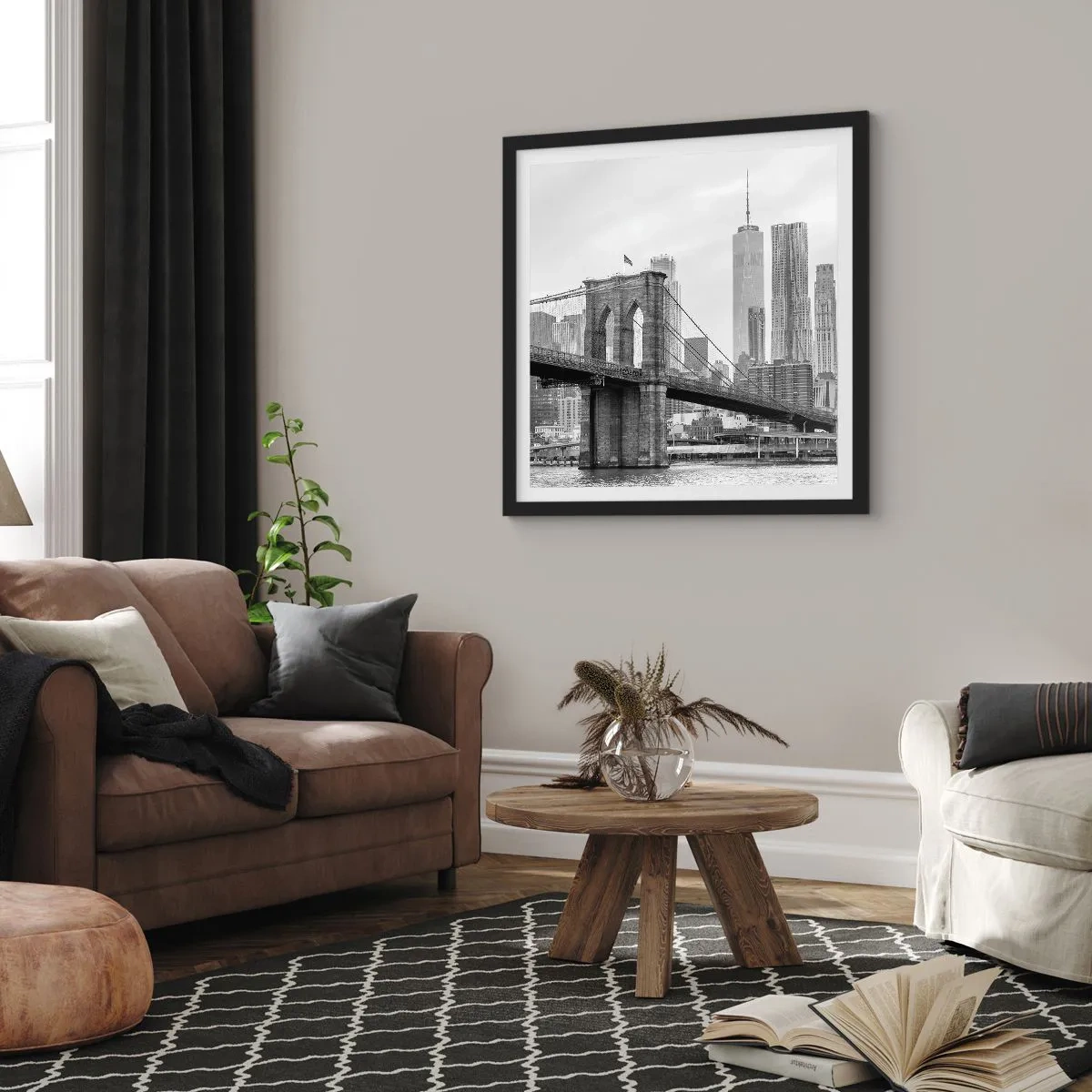 Poster in einem schwarzem Rahmen - New Yorker Atmosphäre - 40x40 cm