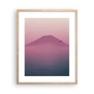 Poster in einem Rahmen aus heller Eiche - Wanderer über den Wolken - 40x50 cm