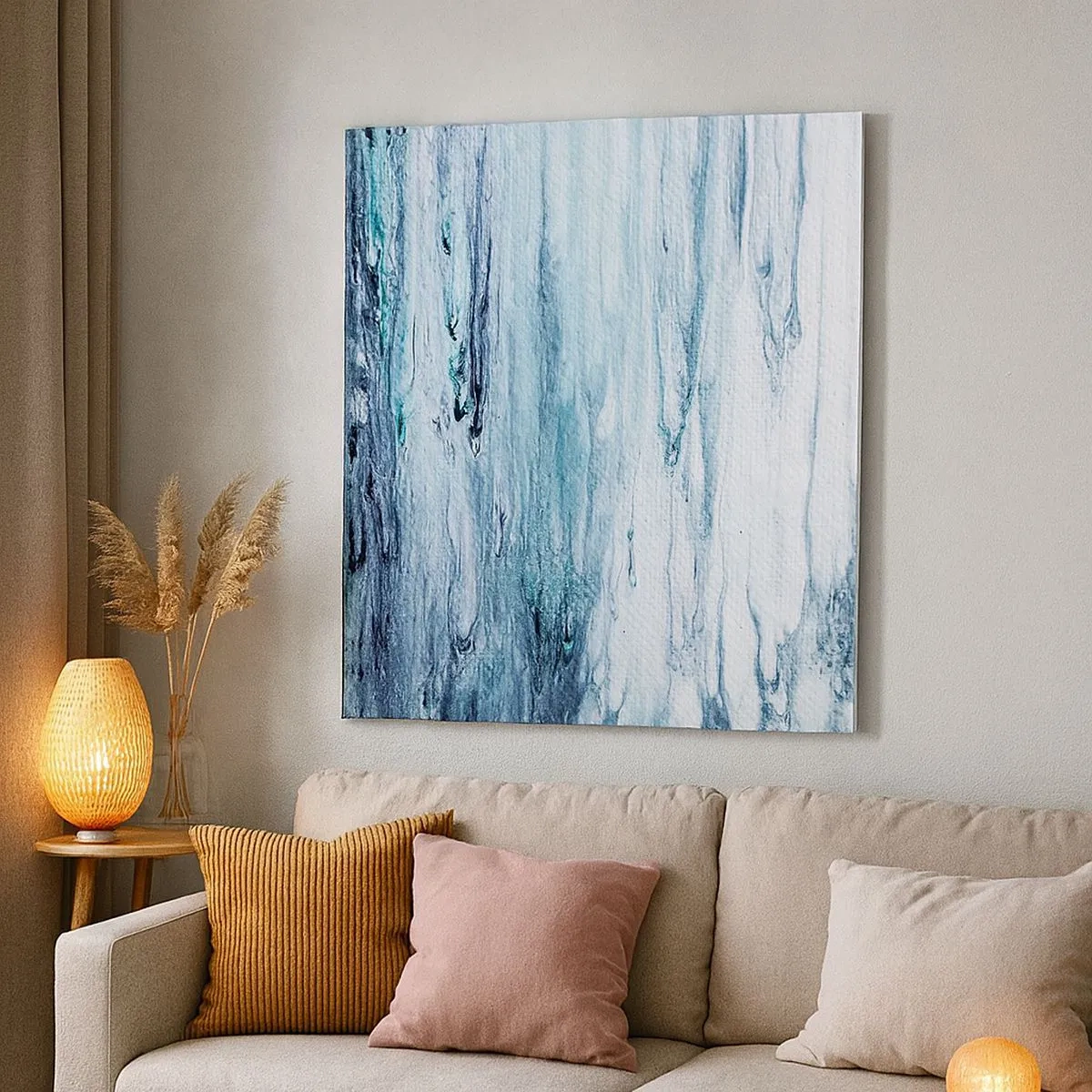 Bild auf Leinwand - Leinwandbild - Blaue Eiszapfen - 30x30 cm