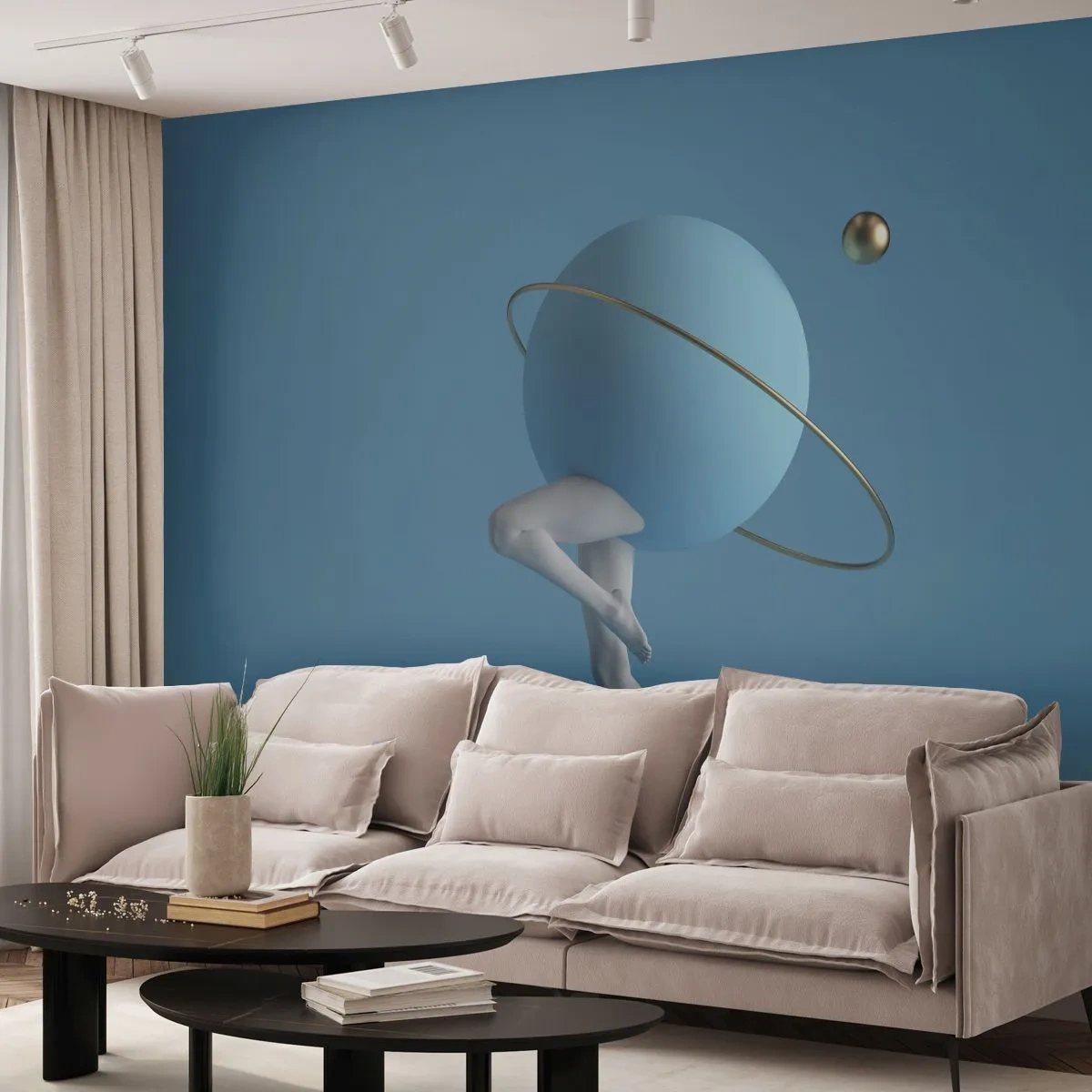 Fototapete Premium Canvas - Und die Planeten spielen verrückt - Abstraktion, Beine, Dreidimensional - 350x256 cm